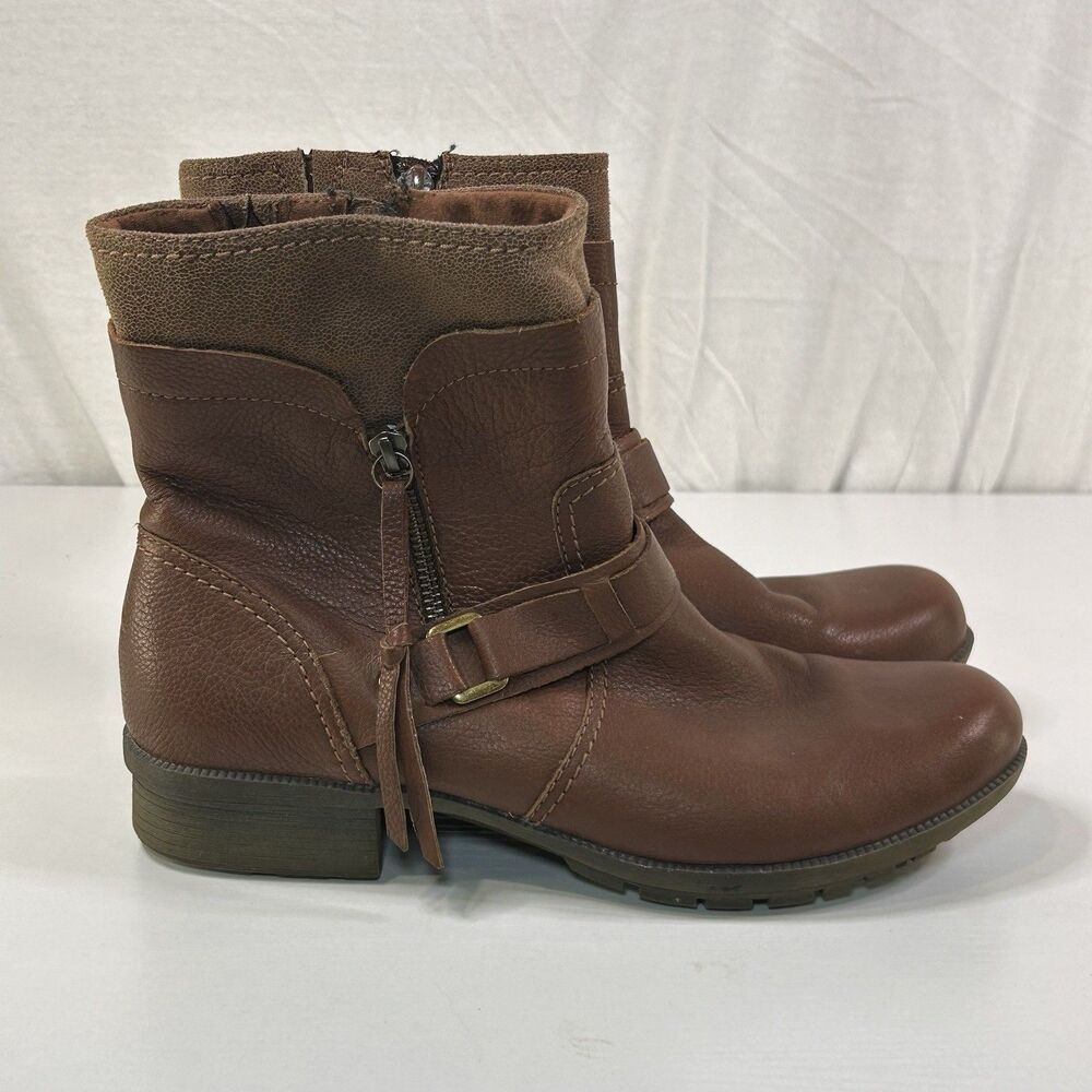 Clarks Riddle Avant Ankle Boots Women's Size 11 Brown Leather Comfort Boho